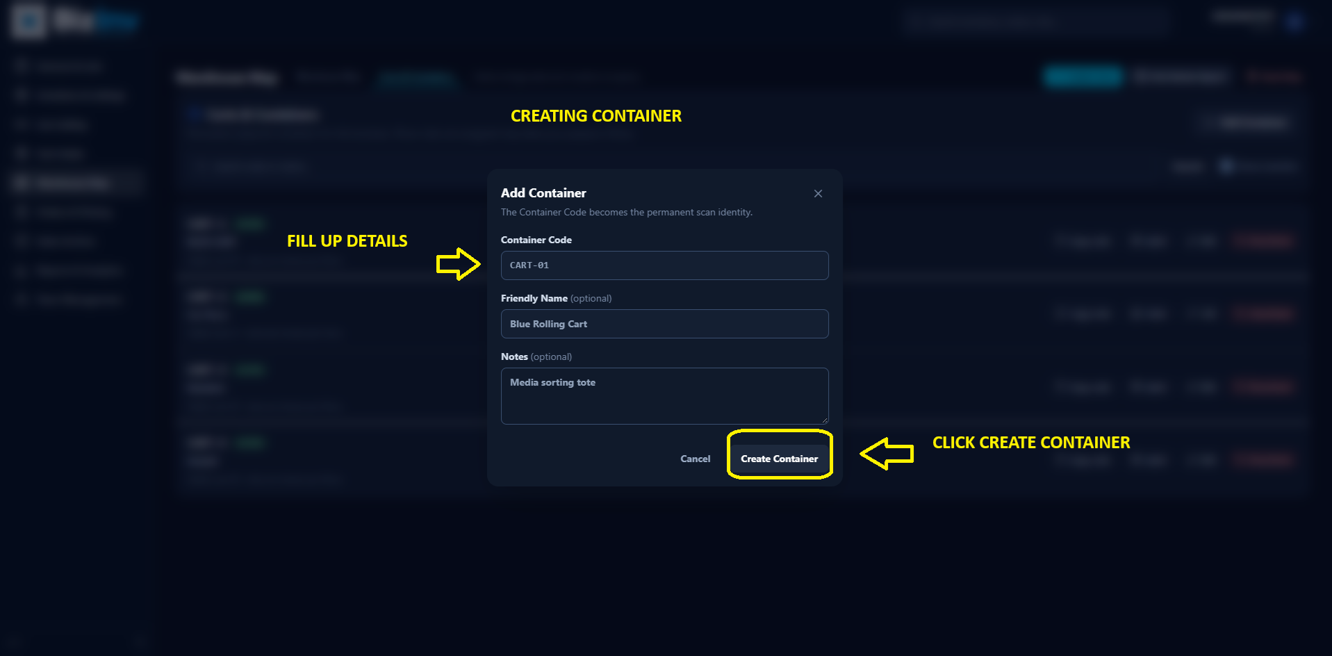 Rename container form