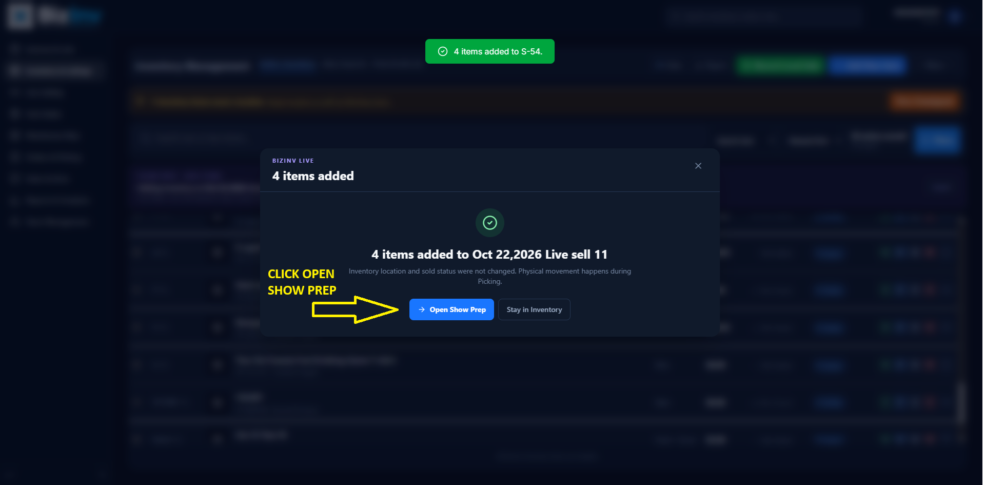 Multiple items selected for pick list