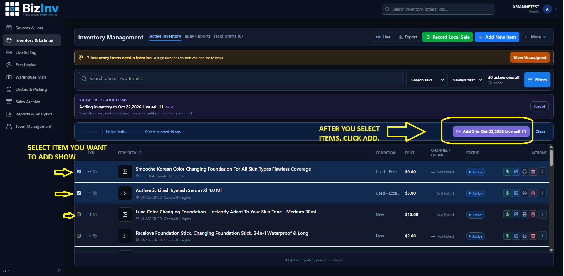Choosing a show from item detail
